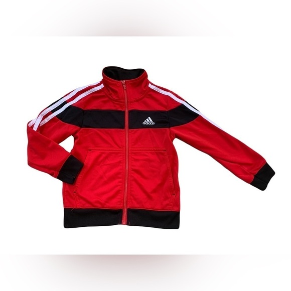 Adidas Size 3T Tricot Full Zip-Up Red Track Jacket - Picture 1 of 4